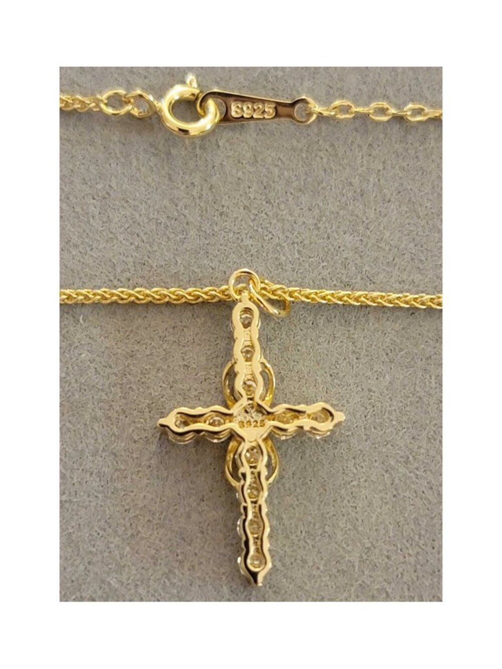 Infinity Moissanite Cross Necklace 18K Gold Filled S925 Sterling Silver GRA NWT - Picture 9 of 11
